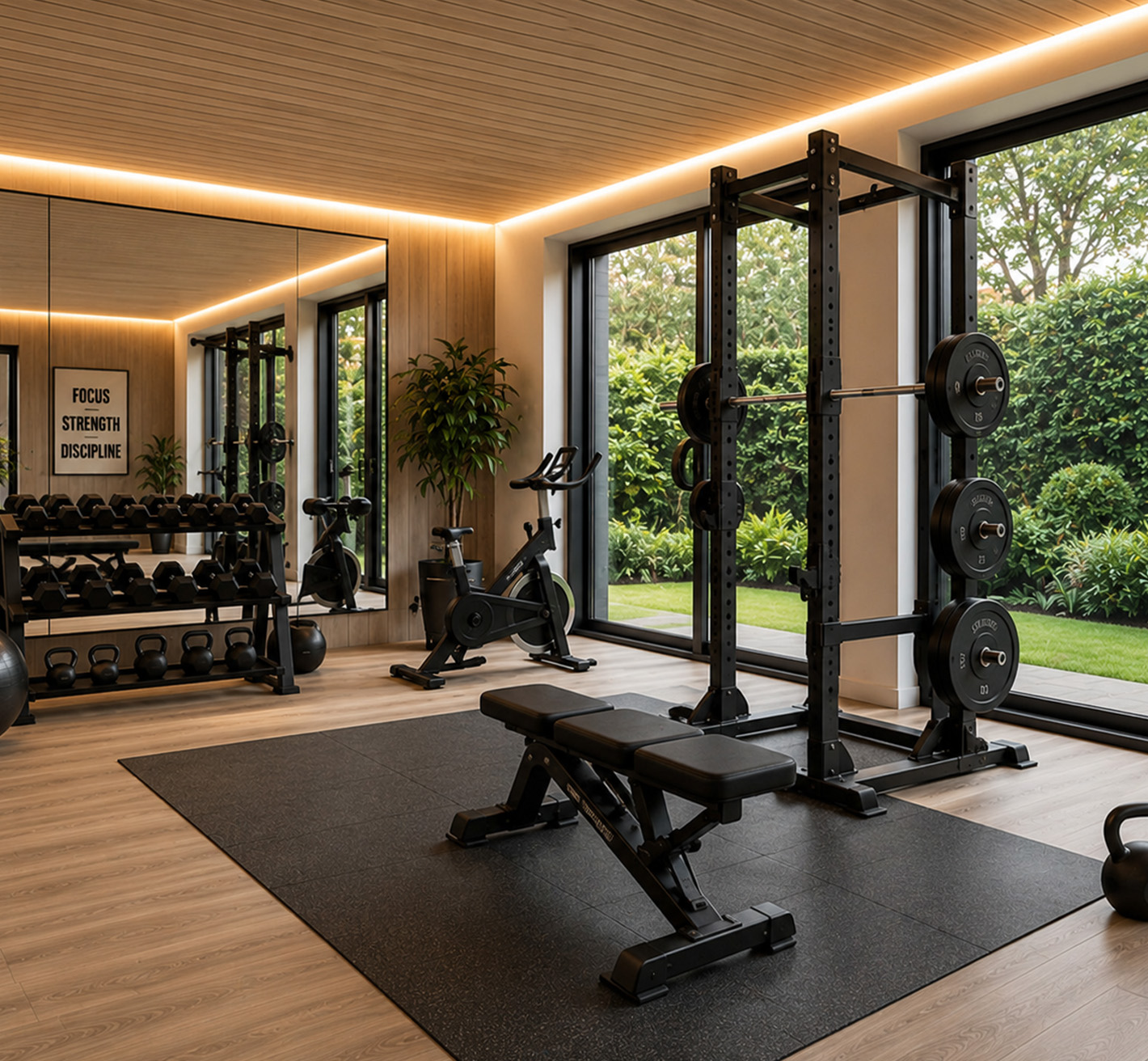 interior of a custom gym garden room 
